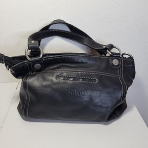 Fossil Black/silver hardware Leather bag Multiple pockets inside and out